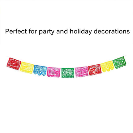 Carnival Party Decor Square Paper Cut Plastic Flower Flag Banner for Celebration