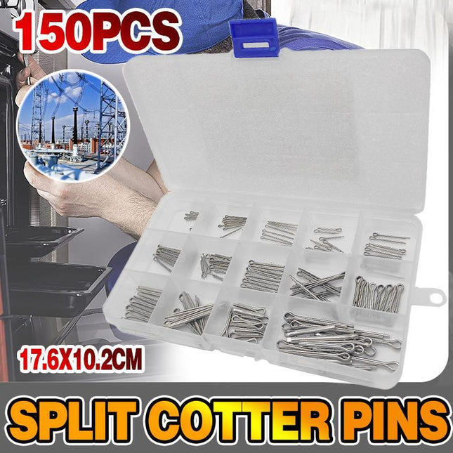 150PCS box 15 Kinds Stainless Steel Split Cotter Pins Assortment Kit Tools cherr - Aimall