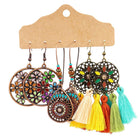 3Set Pairs Bohemian Style Earrings Retro Ethnic Fashionable Romantic Su Earrings