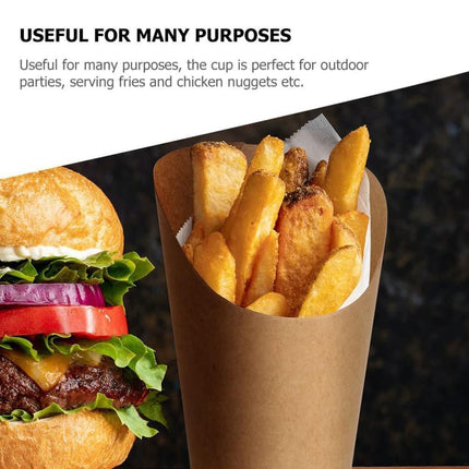 French Fries Holder Kraft Paper Cups Holder Disposable Paper Cups - Aimall