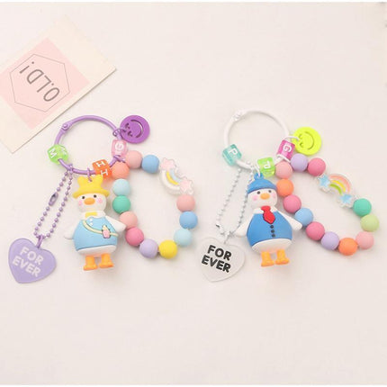 Cartoon Little 3D Duck Keychain Cute Key Chain Car Bag Key Ring Couple Pendant - Aimall