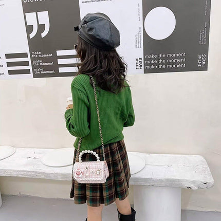 Girls Small Square Princess Handbag Chain Shoulder Bag Kids Messenger Bag