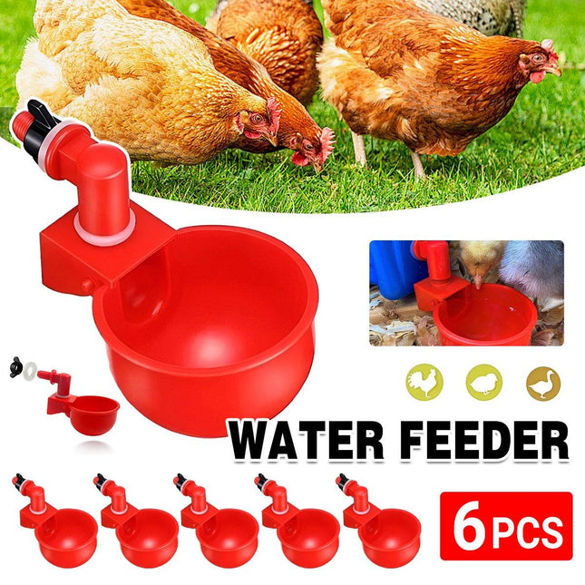 6x Automatic Chicken Water Cup Waterer Poultry Drinking Bowl Feeder Drinker Tool - Aimall