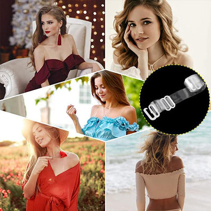 3 PAIRS/ LOT Clear Bra Straps Transparent Metal Buckle Invisible Adjustable - Aimall
