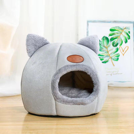 Cat Bed Winter Warm Enclosed Pet House Cozy Indoor Sleeping Nest for Cold Weather