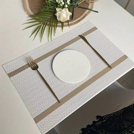4X Anti-Slip Woven Placemat Waterproof Oil-proof Placemat Heat Resistant PVC Mat