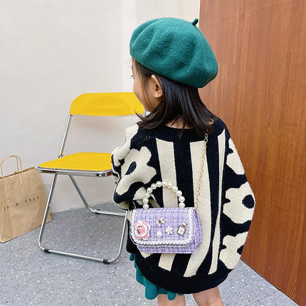 Girls Small Square Princess Handbag Chain Shoulder Bag Kids Messenger Bag