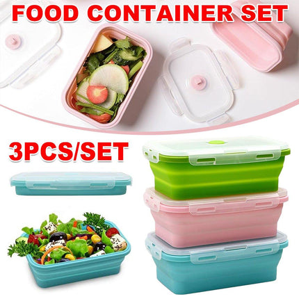 3pcs Portable Folding Bento Lunch Boxes Fresh Keeping Box for Food Storage