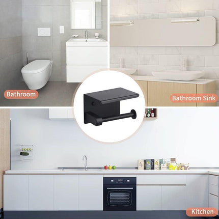 Black Stainless Steel Toilet Paper Holder Bathroom Storage Hooks Washroom