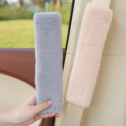 Winter Plush Shoulder Strap Cover Neck Cushion Pad for Comfortable Car Travel 2PCS