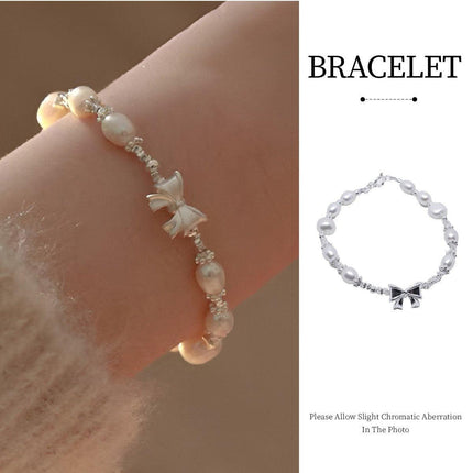 Pearl Ribbon Bracelet Ring Elegant Jewelry for Women Fashion Accessories Gift