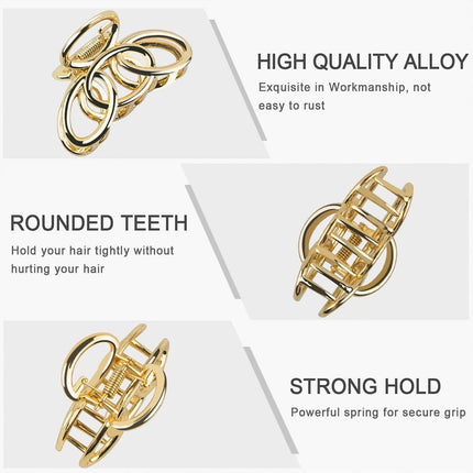 4PCS Small Three-Ring Metal Hair Grab Clip for Women in 4 Colours Zinc Alloy