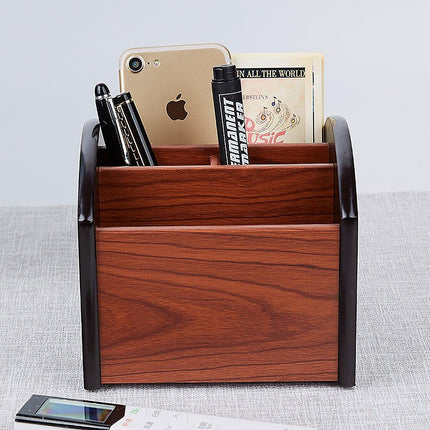 Rotatable Wooden Desktop Storage Box Organizer Creative Office Business Gift