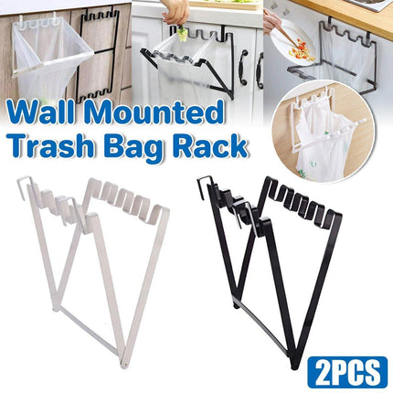 Wall Hanging Garbage Bag Shelf Hook Kitchen Storage Plastic Bag Hanger Rack Trash Bin
