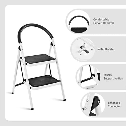 Folding Portable Multi Step Ladder with Handrail Household A Type Iron Ladder