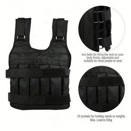 Adjustable Weighted Vest for Fitness Training with Sandbag Steel Plates Gear