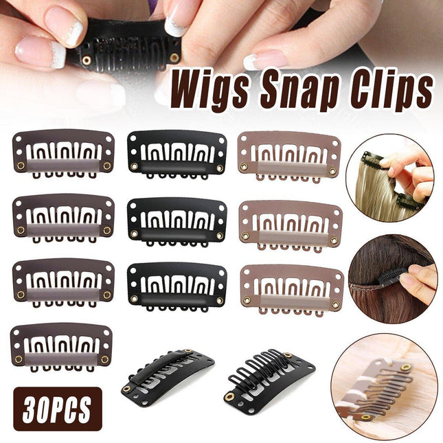 30pcs New Wig Snap Clips for Hair Extension Weft 32mm All Colors Hair Styling