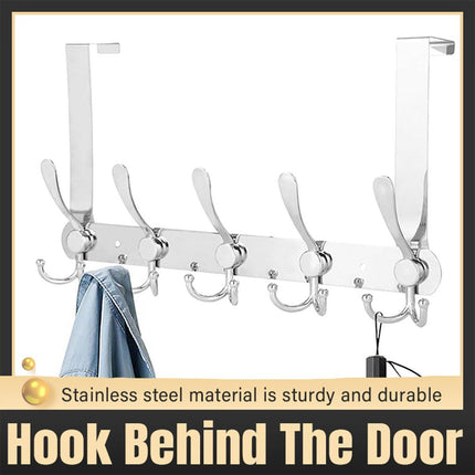 5 Hooks Behind Door Silver Door Hook Coat Hook Clothes Hook Storage Organizer