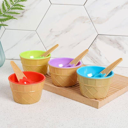 7Pc Set Colourful Ice Cream Cups and Bowls with Spoons Dessert Gift Set