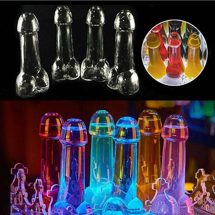 4Pcs Penis Shaped Wine Glass Cup Whiskey Glasses Drinking Cocktail Party Bar - Aimall