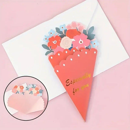 Mother's Day Bouquet Blessing Card 5 Flower Shape Birthday Gift Three-dimensional Creative Card Blessing Card