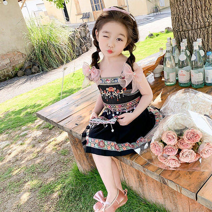 Girl National Hanfu Suit Summer Dress Sling Skirt Two-Piece Clothes