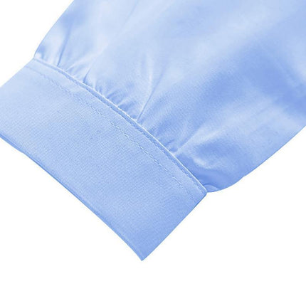 SKY BLUE Girls Peter Pan Collar Long Sleeve School Shirt with two button Adjustable Cuff - Aimall