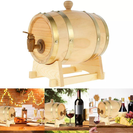 5L Wooden Wine Barrel Whiskey Rum Beer Spirits Storage Brewing Cask Vintage