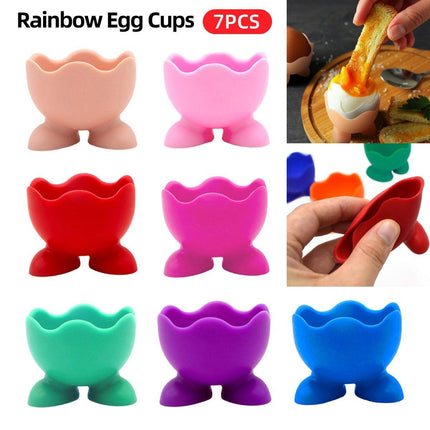 7PCS Breakfast Serving Cups Holders Set Boiled Egg Kitchen Silicone Egg Cup