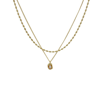 Love Butterfly Pearl Tassel Double Layer Necklace Elegant Jewelry Women Fashion