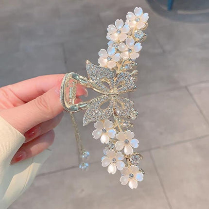 Rhinestone Pearl Butterfly Hair Clip Elegant Girls Hair Claws Hair Accessories - Aimall