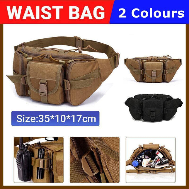 Utility Tactical Men Waist Bag Pack Pouch Military Hiking Camping Belt Bag Au - Aimall