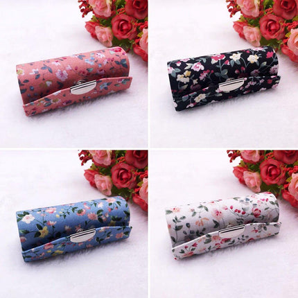 8PCS Set Vintage Flower Cloth Lipstick Box Mirror Packaging Portable Gift Case