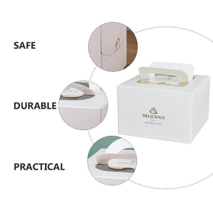30PCS Grey Portable Cake Boxes Display Window Packing Case with Handle Birthday - Aimall