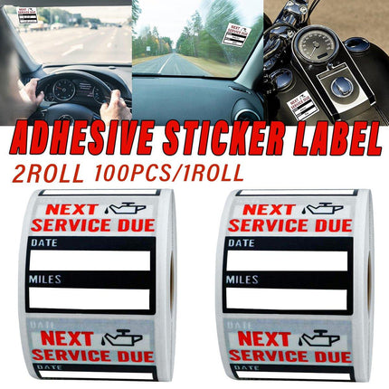 2Rolls Car Oil Change Maintenance Reminder Stickers for Vehicle Service Tracking