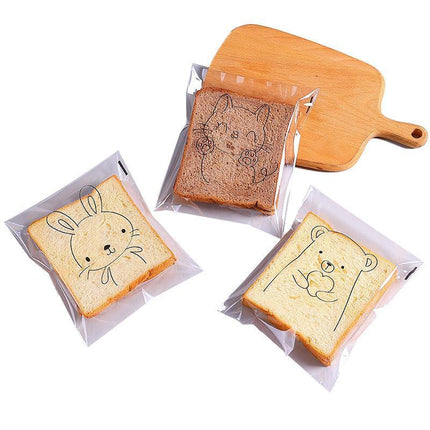 400PCS Self Sealing Bread Bags Cute Cartoon Transparent Self Adhesive Packaging