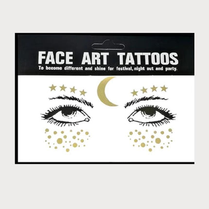 8Style Women Girl Face Gold Shine Body Temporary Tattoo Freckle Art Tattoo Paper - Aimall