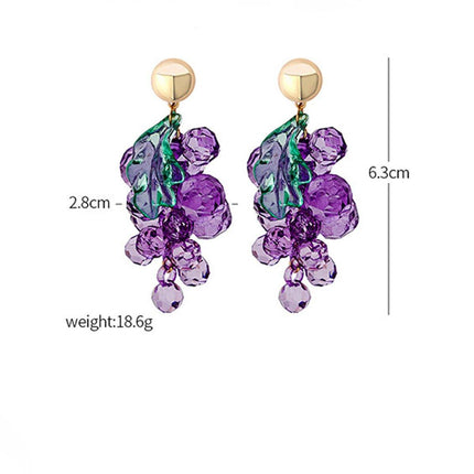 Sweet Purple Grape String Earrings Fruit Stud Earrings Cute Fashion Jewelry Gift