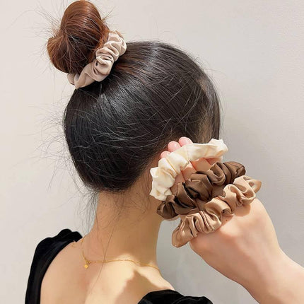 4Pcs/Set Silk Satin Small Scrunchies Ponytail Hair Ties Hair Rope Rubber Bands - Aimall