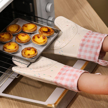 Silicone Oven Mitts Long Heat Resistant Anti-Hot Microwave Insulation Gloves