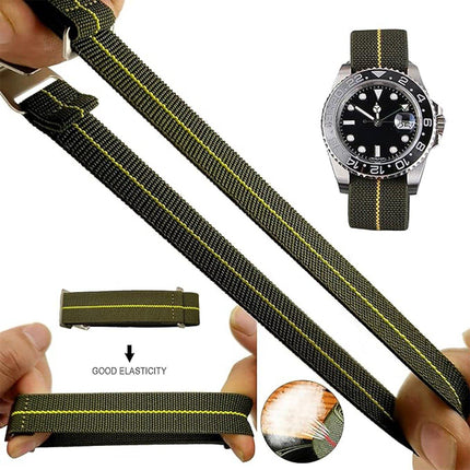 Elasticated Nylon Watch Strap Adjustable Band Durable Replacement Strap Watches