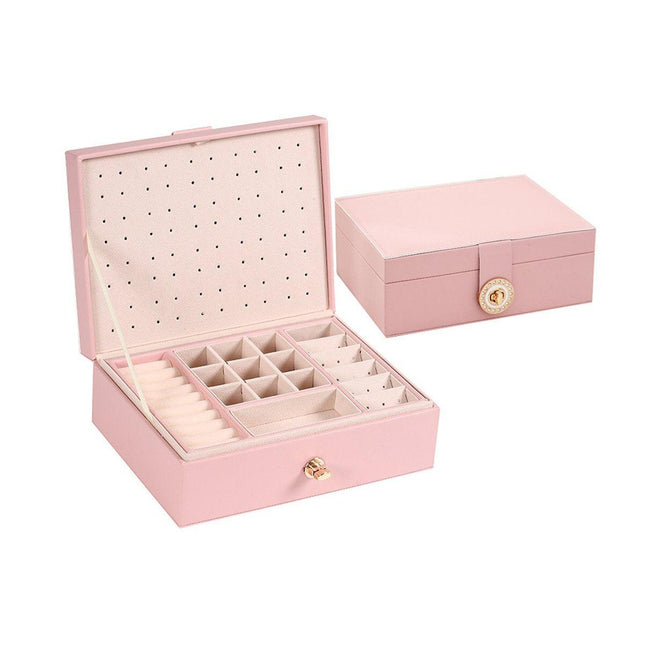 Large Pink Jewellery Box Double Layer Storage Case Organiser for Accessories