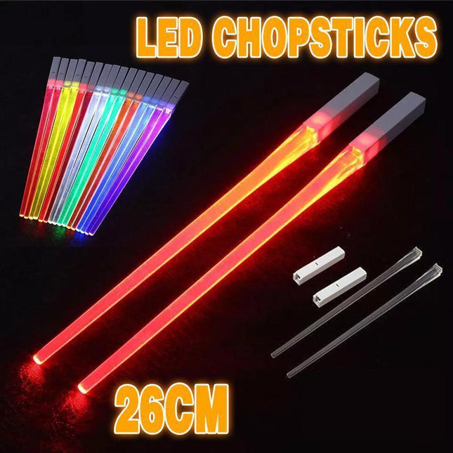 Chopsticks Light Up LED Glowing Light Saber Chop Sticks Reusable Lightup Gifts - Aimall