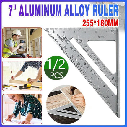 UP TO 2pcs 7" Aluminum Alloy Ruler Speed Angle Square Tool Triangle Square Ruler - Aimall