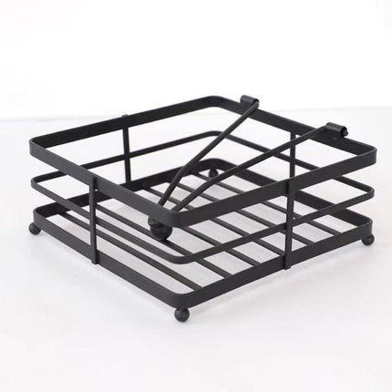 2PCS Black Wrought Iron Napkin Holder Square Tissue Rack for Home Kitchen Decor