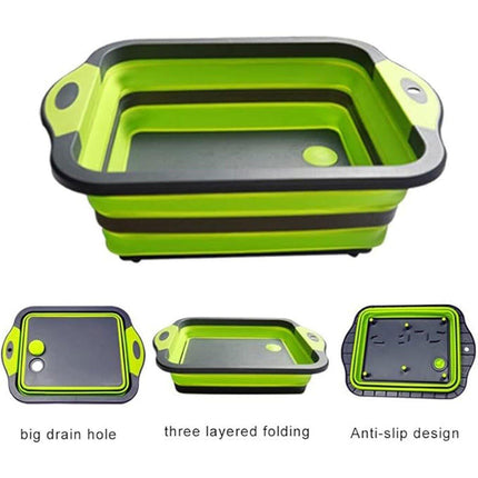 Multifunctional Plastic Sink Cutting Board Foldable Draining Basket Outdoor Dish