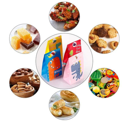 100PCS Kraft Paper Party Bag Seal Birthday Favor Kids Dinosaur Candy paper bag Aimall