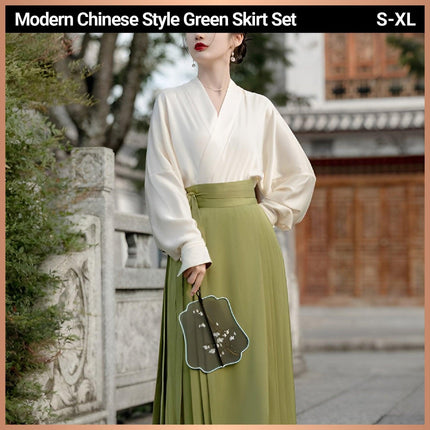 Elegant Traditional New Chinese Style Improved Hanfu Two-piece Dress Women - Aimall