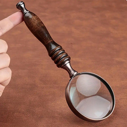 1PCS Vintage Ebony Handle Handheld Metal Magnifier Classical Nostalgic Gift Box