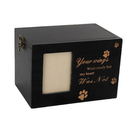 1x Wooden Pet Memorial Urn For Ashes With Photo Frame Cat/Dog Memory Box Keepsak - Aimall